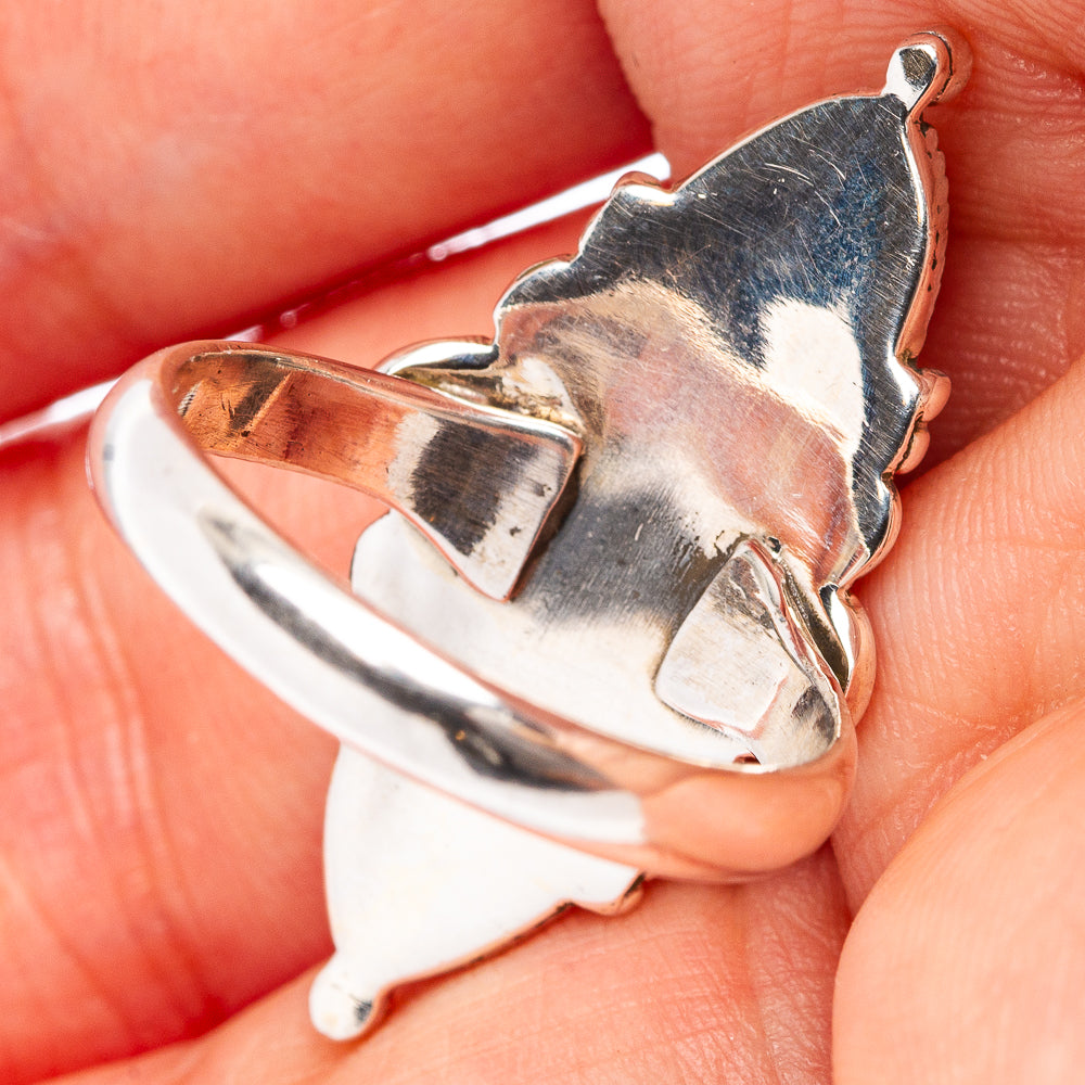 Pink Moonstone Ring Size 7.5 (.925 Sterling Silver)
