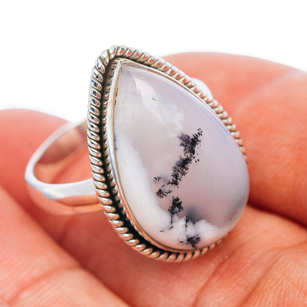 Premium Dendritic Opal Ring Size 9 (.925 Sterling Silver)