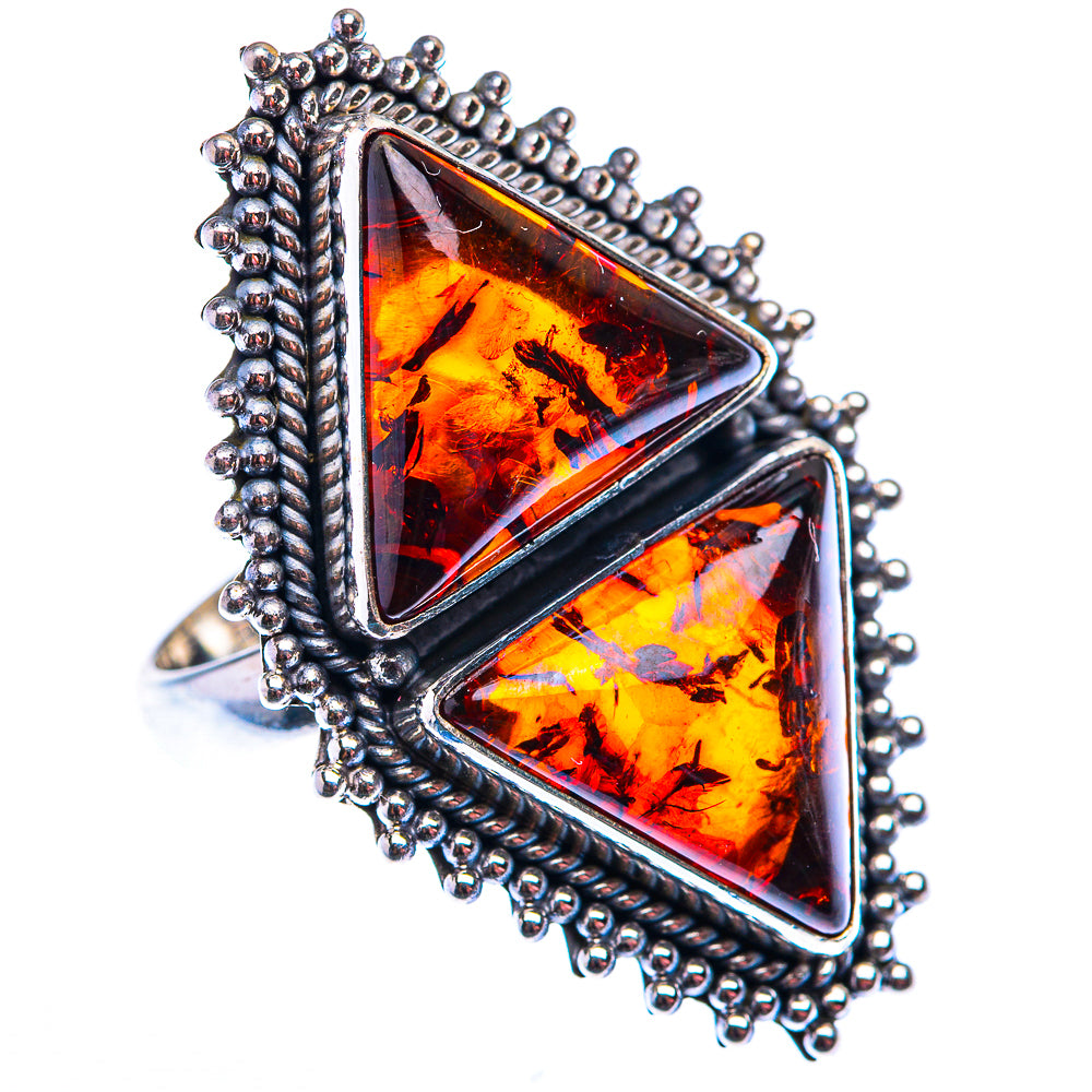 Large Baltic Amber Ring Size 6.5 (925 Sterling Silver) RING140230