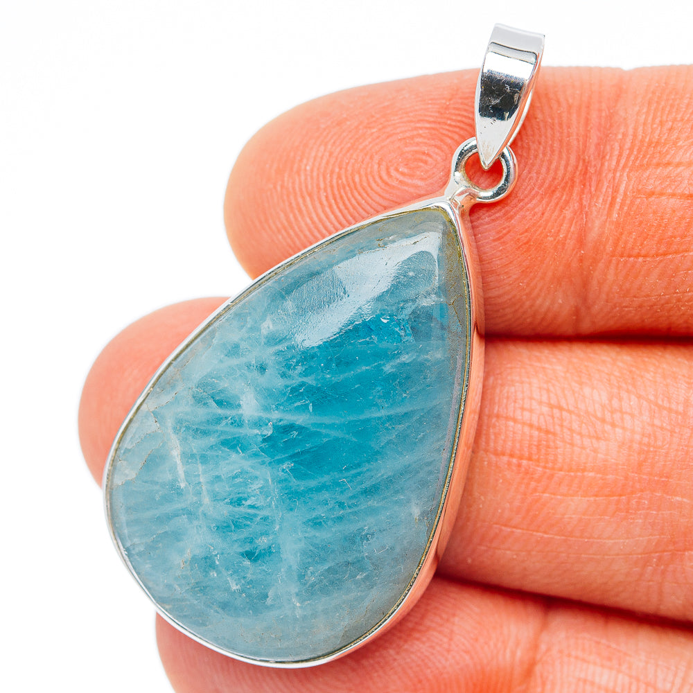 Premium Aquamarine Pendant 1 3/4" (.925 Sterling Silver)