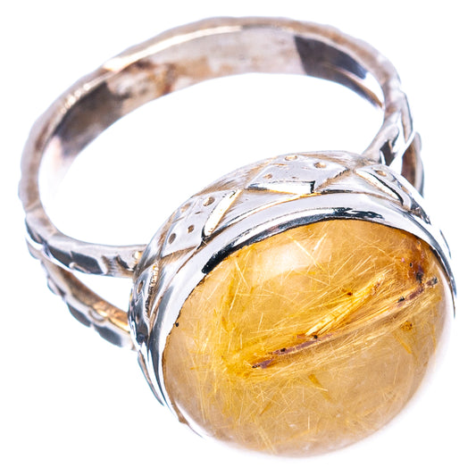 Sterling silver rutilated quartz ring with oval gold rutile gemstone and textured split band