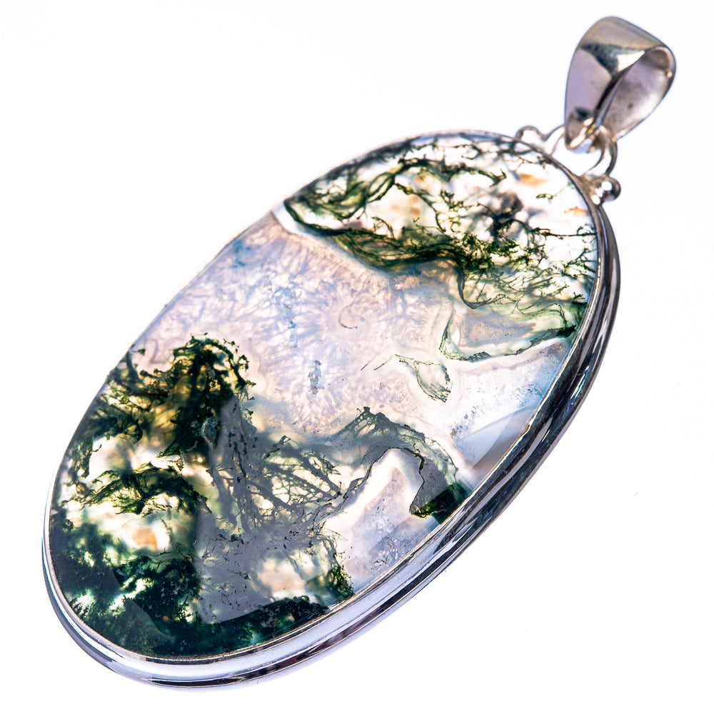 Green Moss Agate 925 Sterling Silver Pendant 2 1/8" (925 Sterling Silver) PD38605