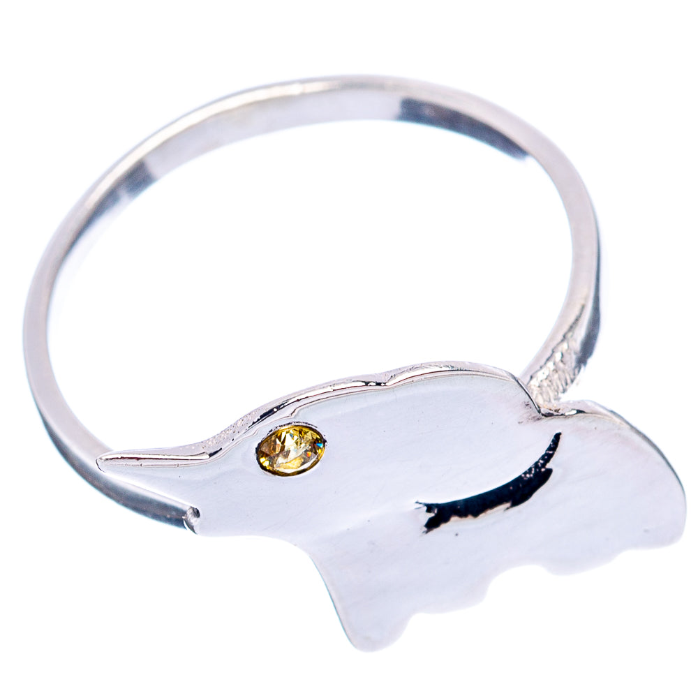 Citrine Elephant Dainty Ring Size 6.75 (.925 Sterling Silver)