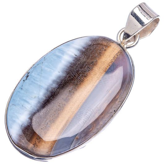 Owyhee opal pendant with oval cabochon in .925 sterling silver bail, blue and brown.