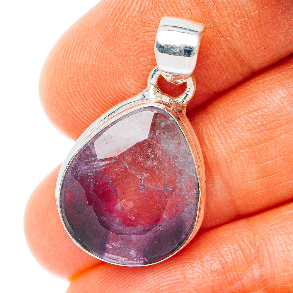 Chevron Amethyst Pendant 1 1/8" (.925 Sterling Silver)
