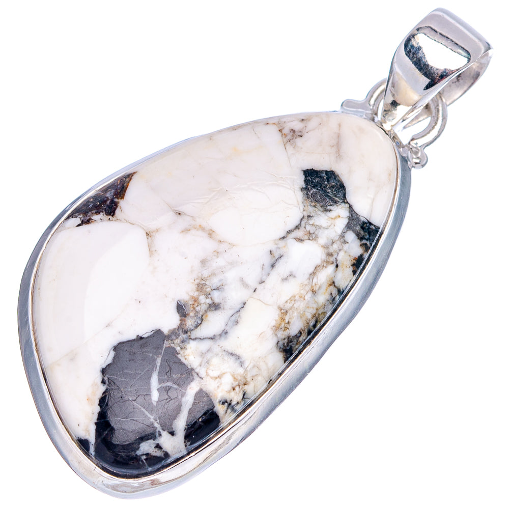 White Buffalo Turquoise Pendant 1 3/4" (.925 Sterling Silver)