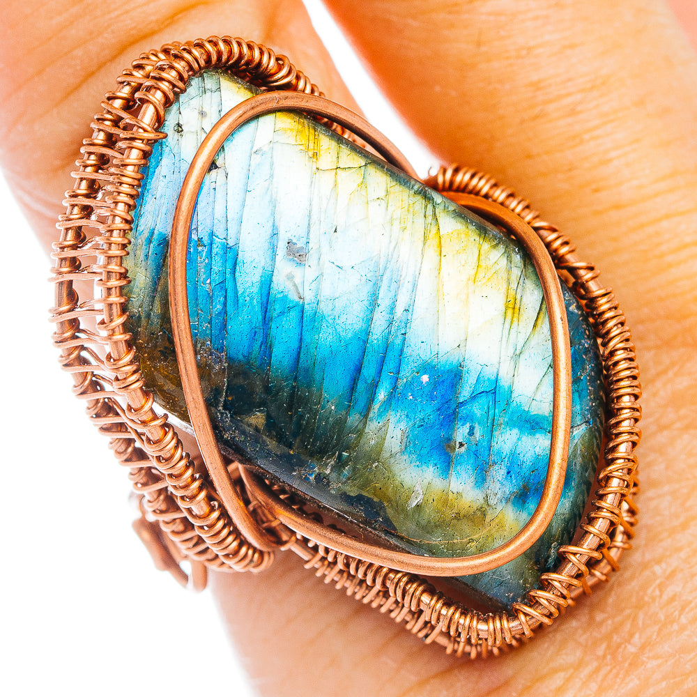 Labradorite Wire Wrap Ring Size 9 (Copper)