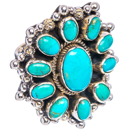 Sterling silver turquoise cabochon ring, side view with bezel-set oval stones