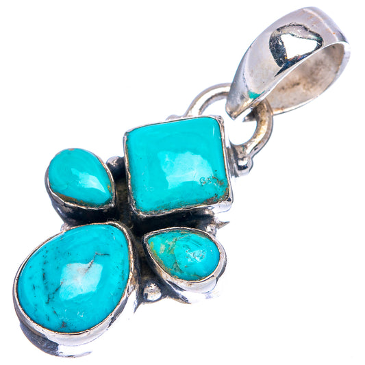 Turquoise cabochon pendant with .925 sterling silver bail, oval and square stone cluster