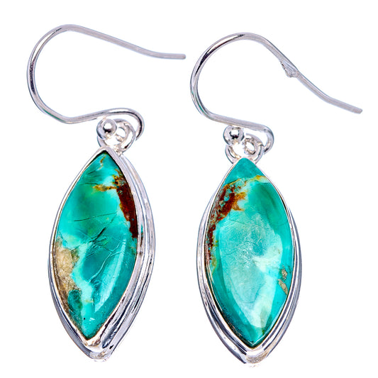 Sterling silver turquoise teardrop earrings with marbled stone, visible fishhooks