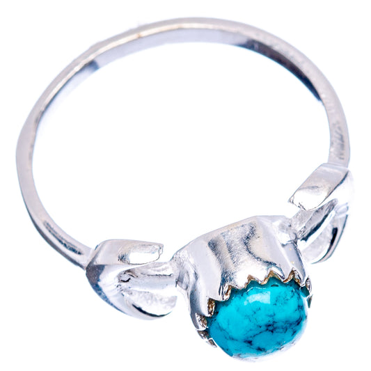 Turquoise cabochon sterling silver ring with openwork gallery