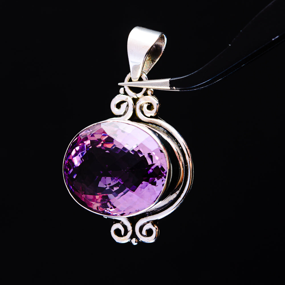 20.87ct Faceted Brazilian Amethyst Pendant 1 5/8" (.925 Sterling Silver)