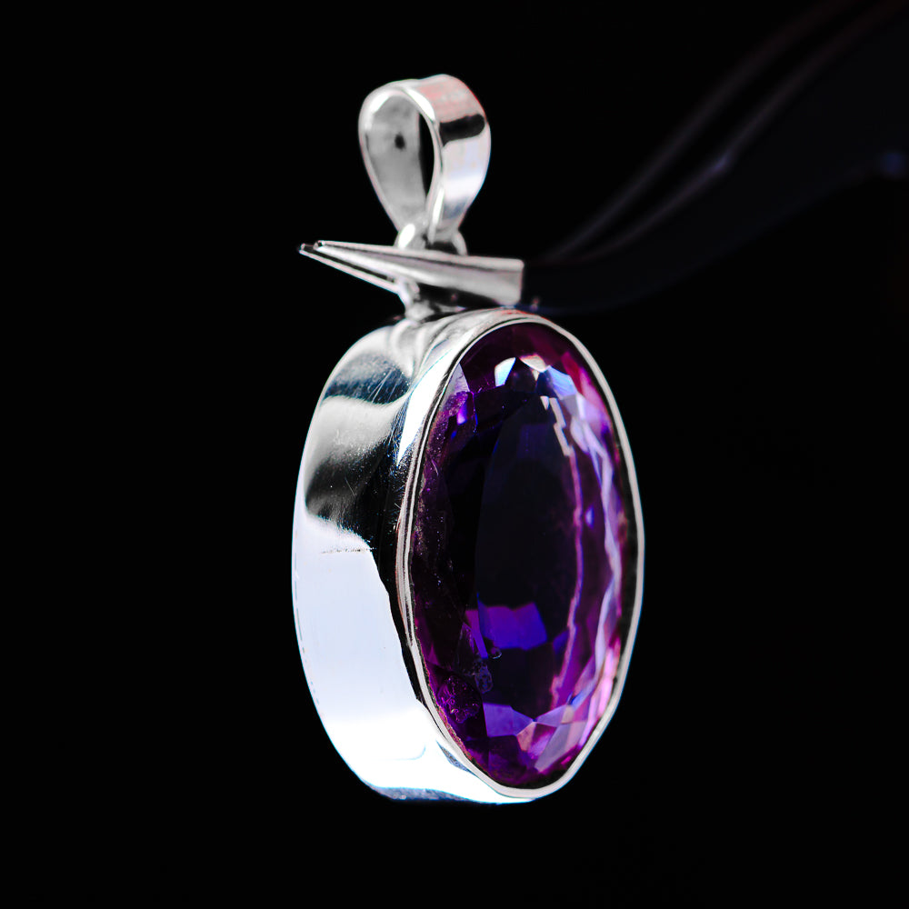 15.37ct Premium Faceted Amethyst Pendant 1" (.925 Sterling Silver)
