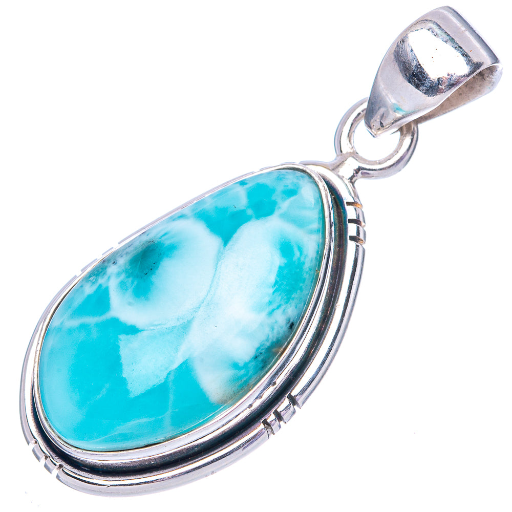 Larimar 925 Sterling Silver Pendant 1 1/2" (925 Sterling Silver) P42679