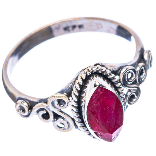 Red Sillimanite Dainty Ring Size 7.75 (925 Sterling Silver) R5791