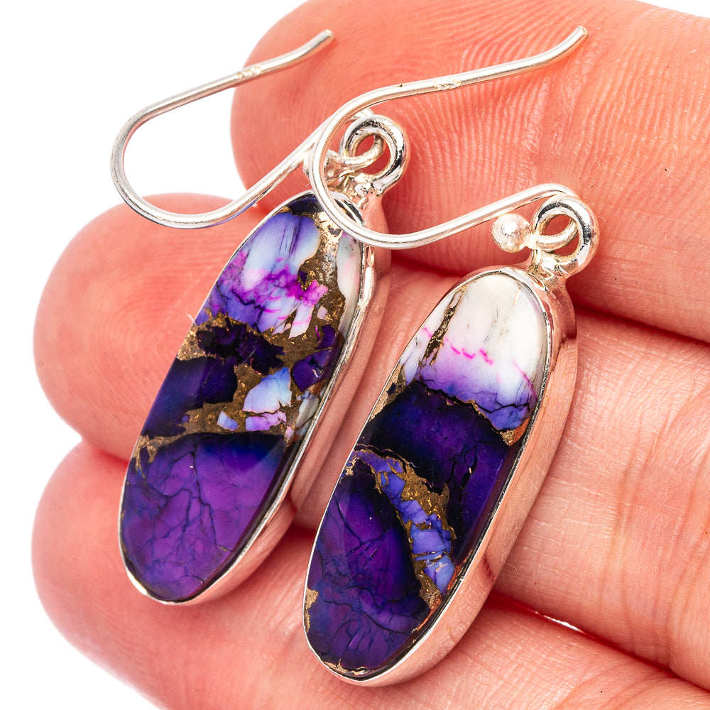 Purple Copper Composite Turquoise Earrings 1 5/8" (925 Sterling Silver) E2659