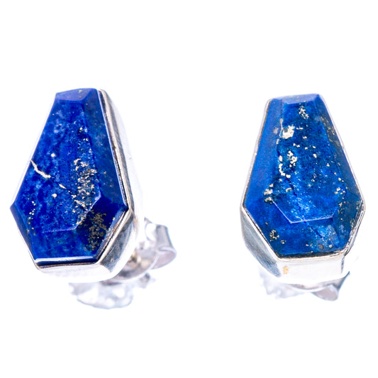 Faceted Lapis Lazuli Earrings 1/2" (925 Sterling Silver) E1612