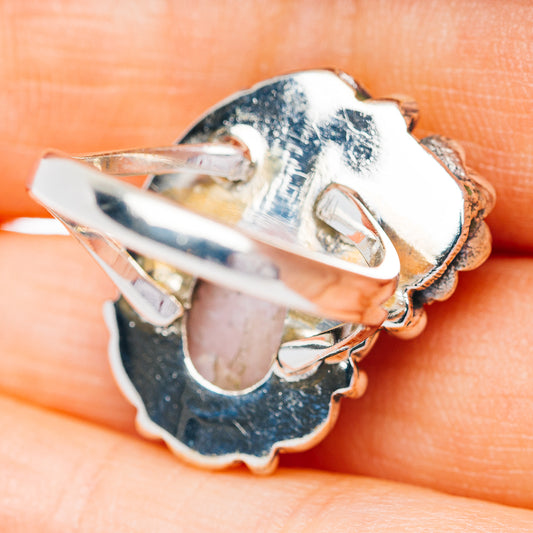 Southwestern Style Pink Opal Ring Size 6 (.925 Sterling Silver)