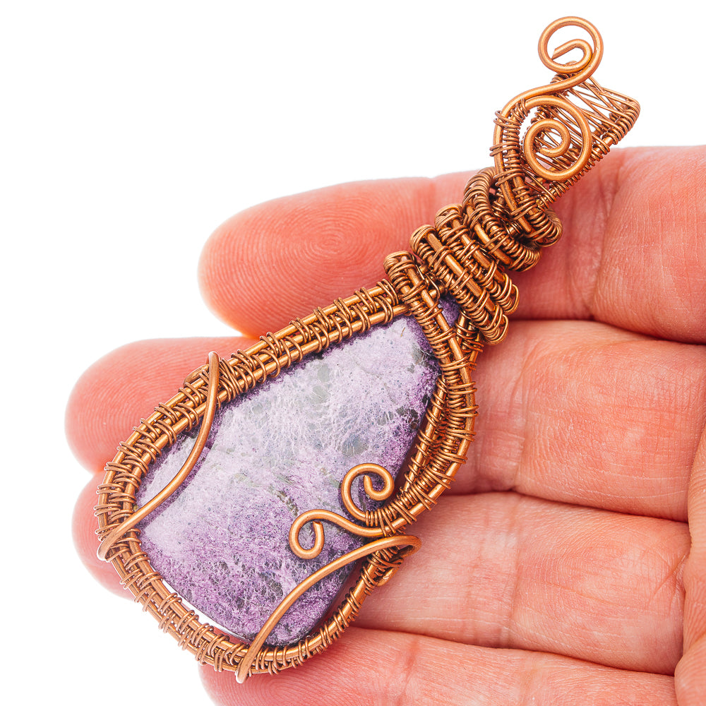 Stichtite Wire Wrap Pendant 2 7/8" (Copper)