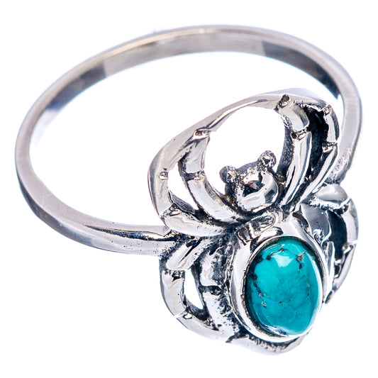Spider ring in .925 sterling silver with oval turquoise center stone, size 6.75