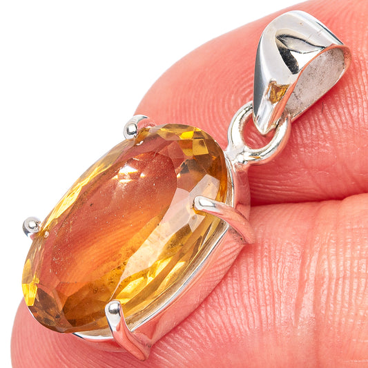 Faceted Citrine Pendant 1 1/8" (925 Sterling Silver) P42993