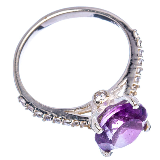 Sterling silver ring with amethyst and cubic zirconia accents