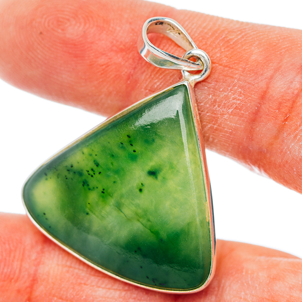 Premium Nephrite Jade Pendant 1 1/2" (.925 Sterling Silver)
