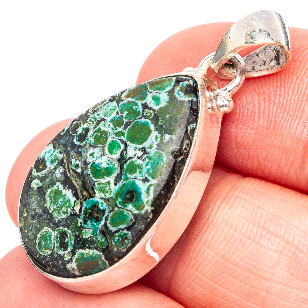 Hubei Spiderweb Turquoise Pendant 1 3/8" (925 Sterling Silver) P45179