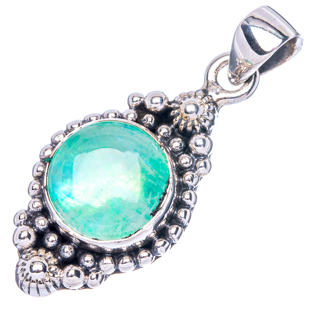 Green Moonstone Pendant 1 3/8" (925 Sterling Silver) P42401