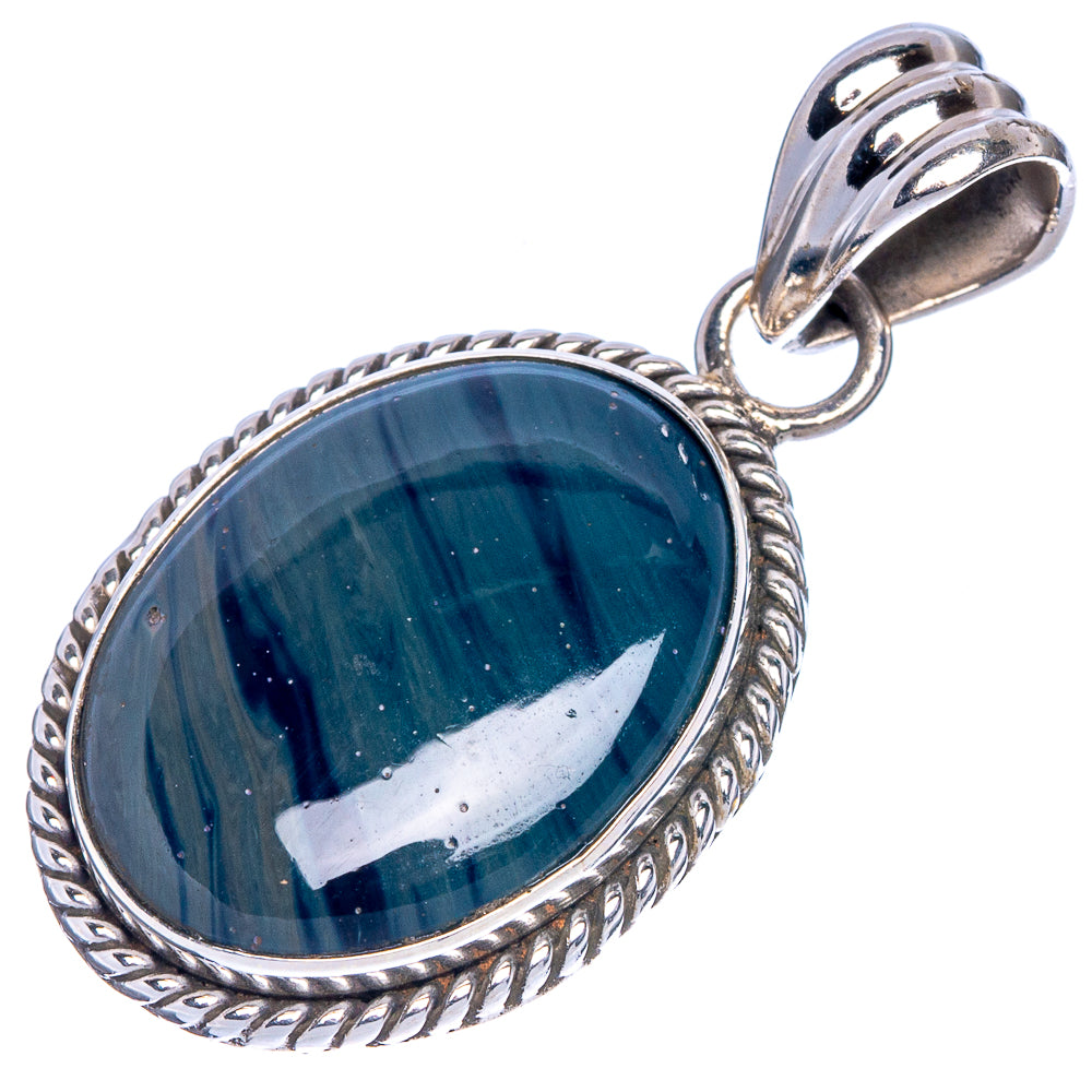 Blue Slag Pendant 1 1/2" (925 Sterling Silver) P40744