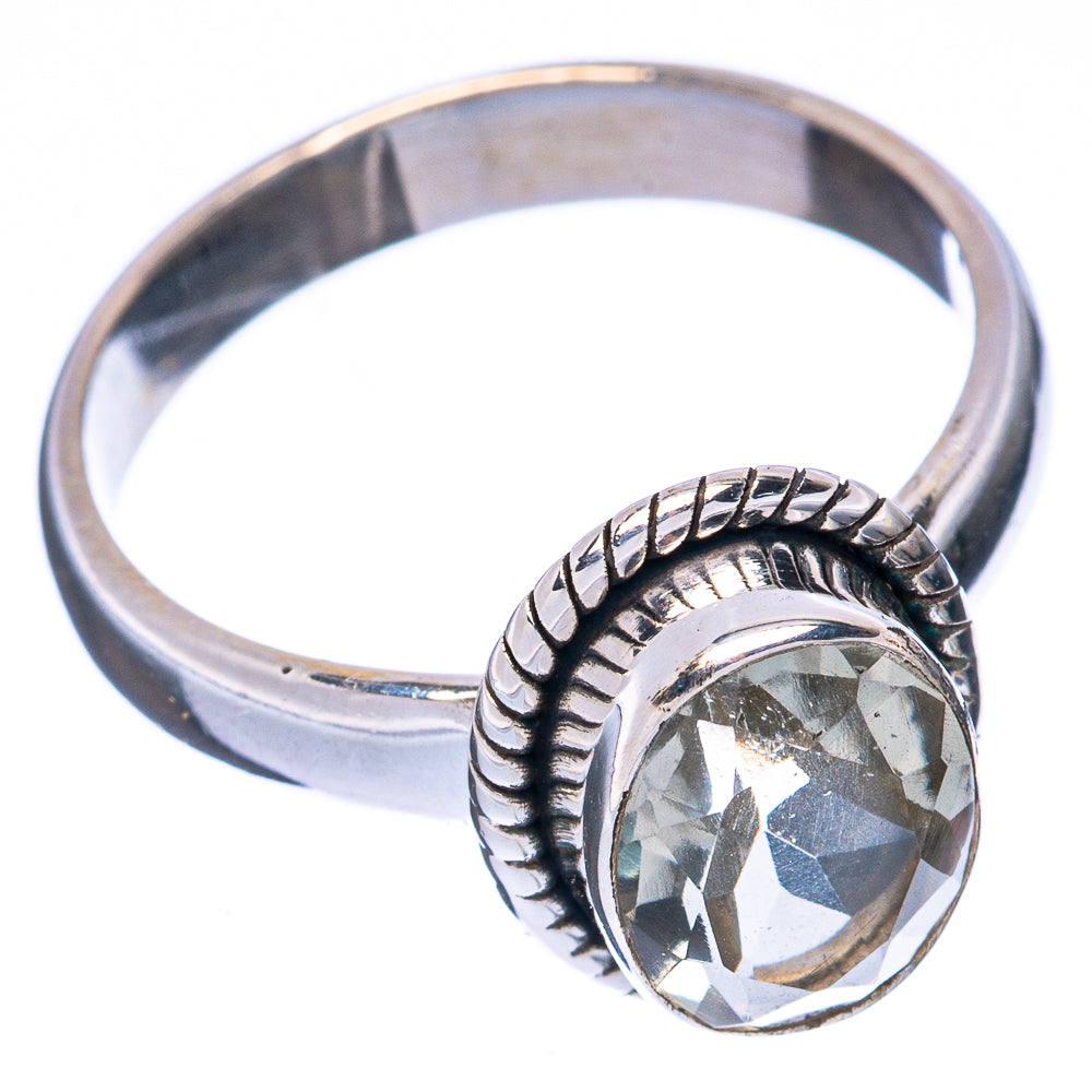 Value Faceted Green Amethyst Ring Size 6.75 (925 Sterling Silver) R3096