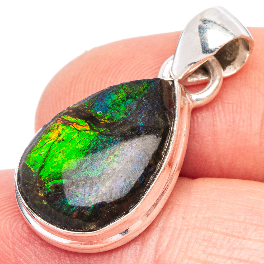 Rare Ammolite Pendant 1 1/8" (925 Sterling Silver) P44203