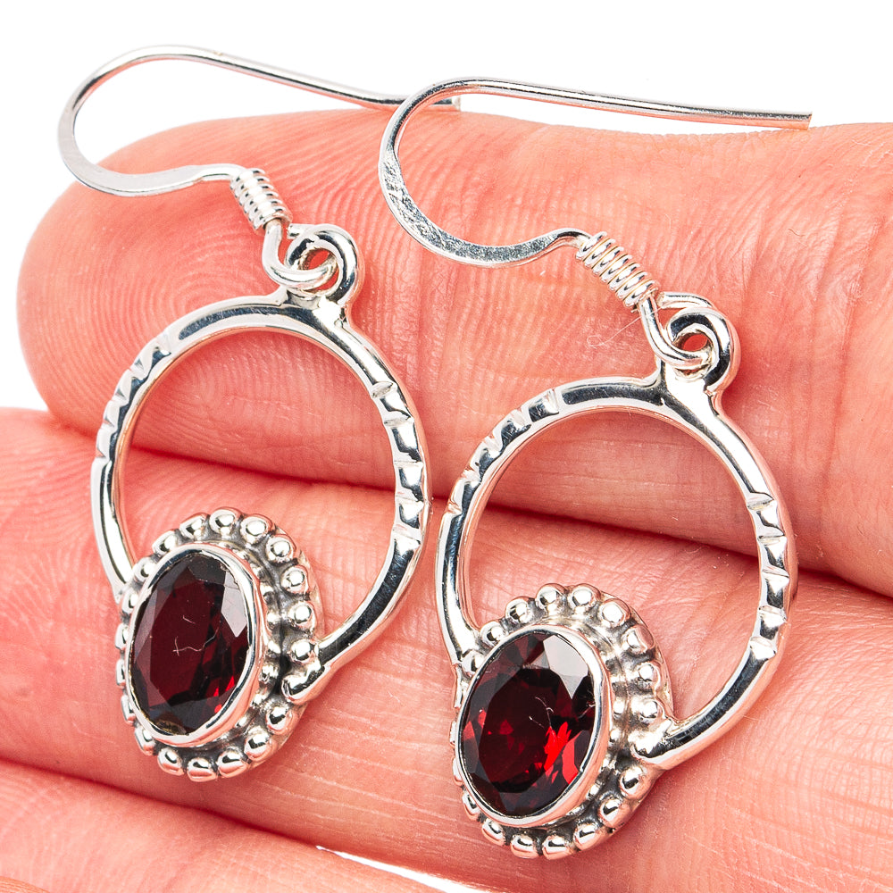 Premium Garnet Earrings 1 1/2" (925 Sterling Silver) E2742