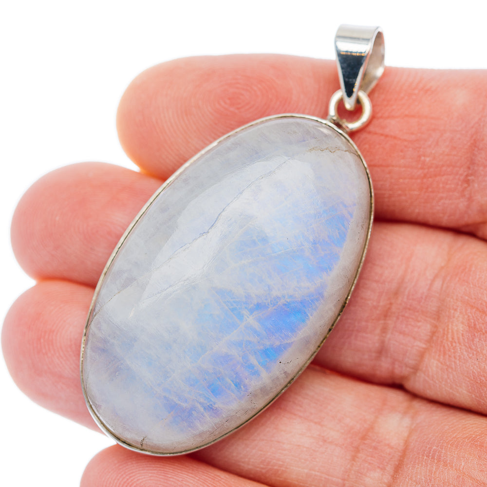 Premium Rainbow Moonstone Pendant 2 1/8" (.925 Sterling Silver)