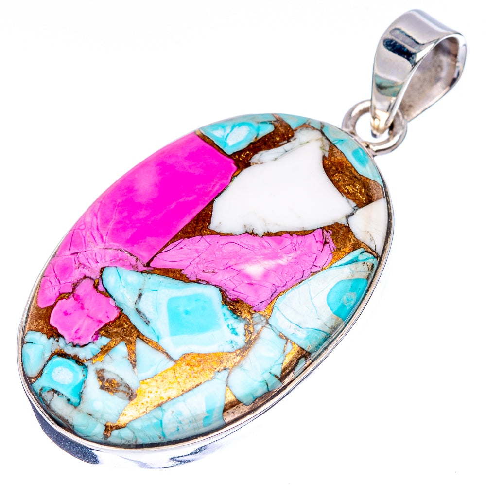Premium Cotton Candy Dahlia Turquoise Pendant 1 3/4" (.925 Sterling Silver)