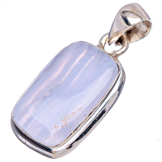 Sterling silver pendant with rectangular-oval lavender lace agate, metal edge frame