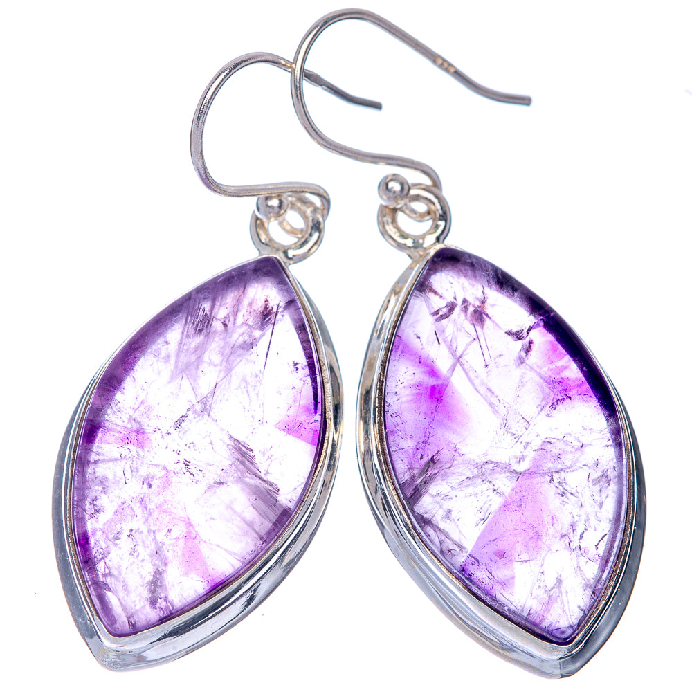 Star Amethyst Earrings 1 3/4" (925 Sterling Silver) E433097