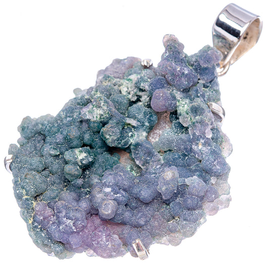 Grape agate druzy pendant with .925 sterling silver frame and bail