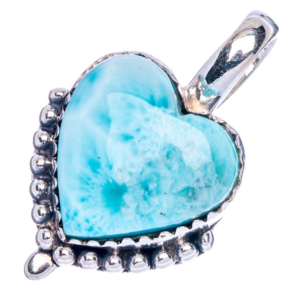 Larimar Heart Pendant 1 1/8" (925 Sterling Silver) P41734