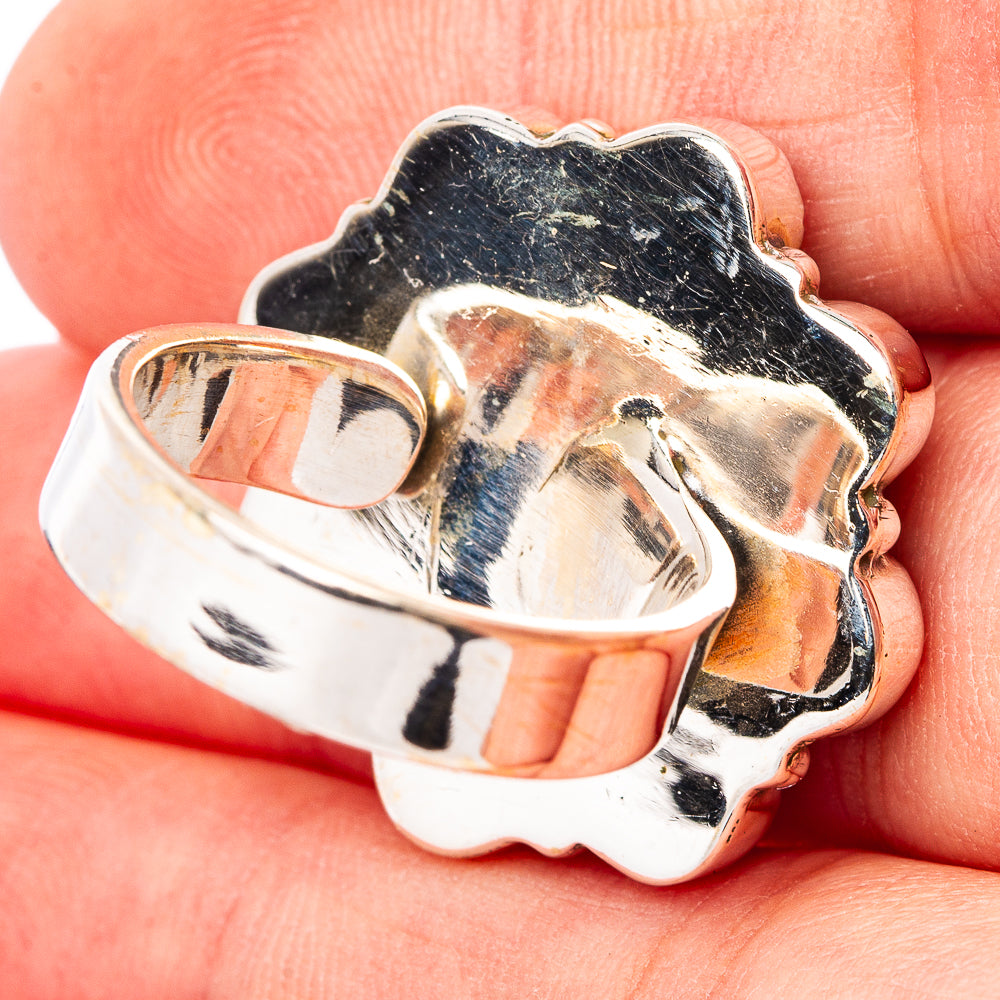 Exclusive Native Style Red Dahlia Turquoise, Mojave Turquoise Ring Size 7 Adjustable (.925 Sterling Silver)