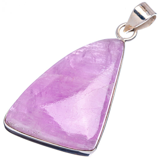 Kunzite pendant in purple with silver bezel and top bail, teardrop shape