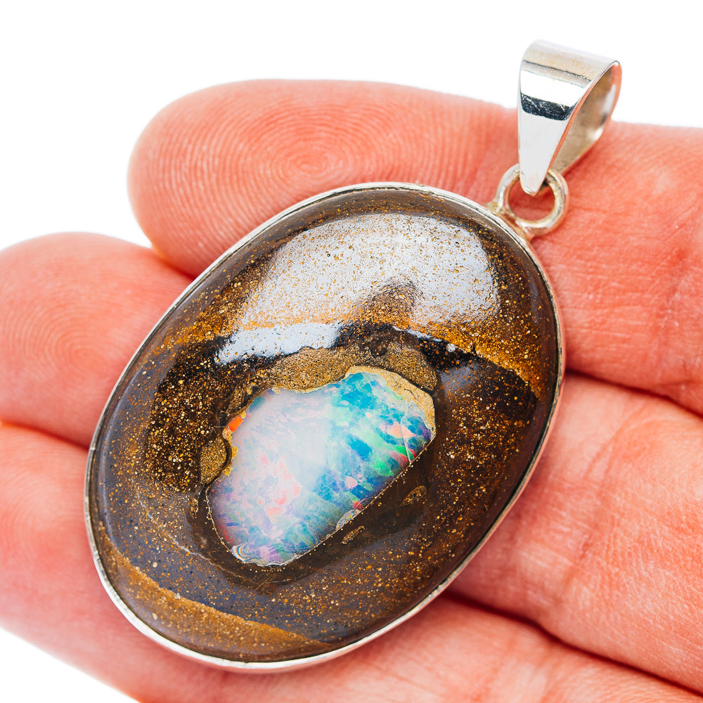Premium Boulder Opal Pendant 2" (.925 Sterling Silver)