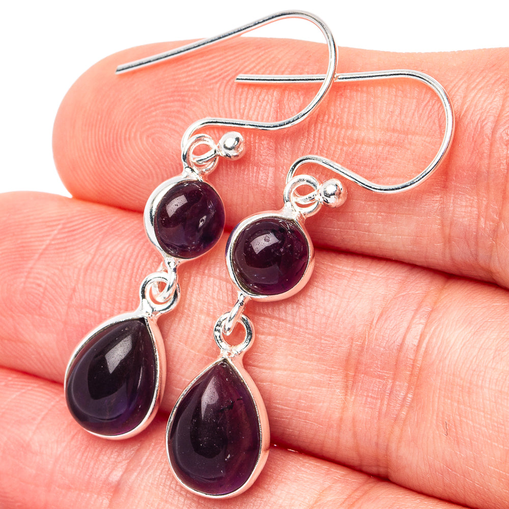 Amethyst Earrings 1 5/8" (925 Sterling Silver) E3136