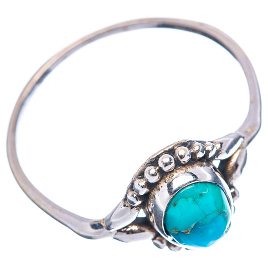 Sterling silver turquoise oval ring, side view with decorative band and bezel