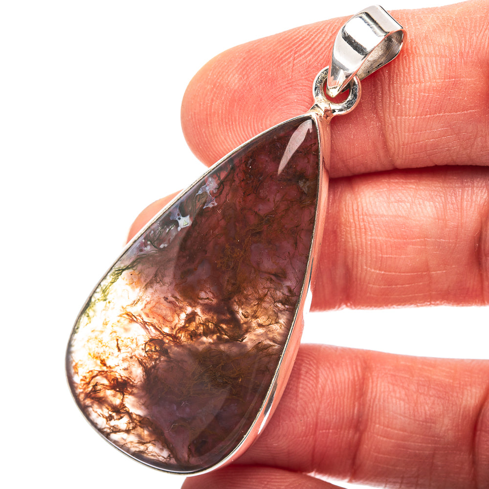 Moss Agate Pendant 2 1/8" (.925 Sterling Silver)