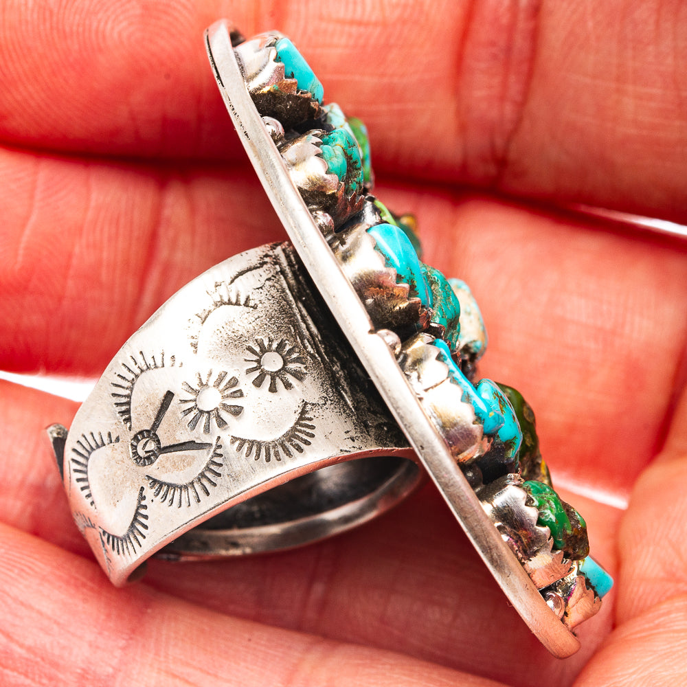 Exclusive Sonoran South Hill Turquoise Ring Size 7 Adjustable (.925 Sterling Silver)