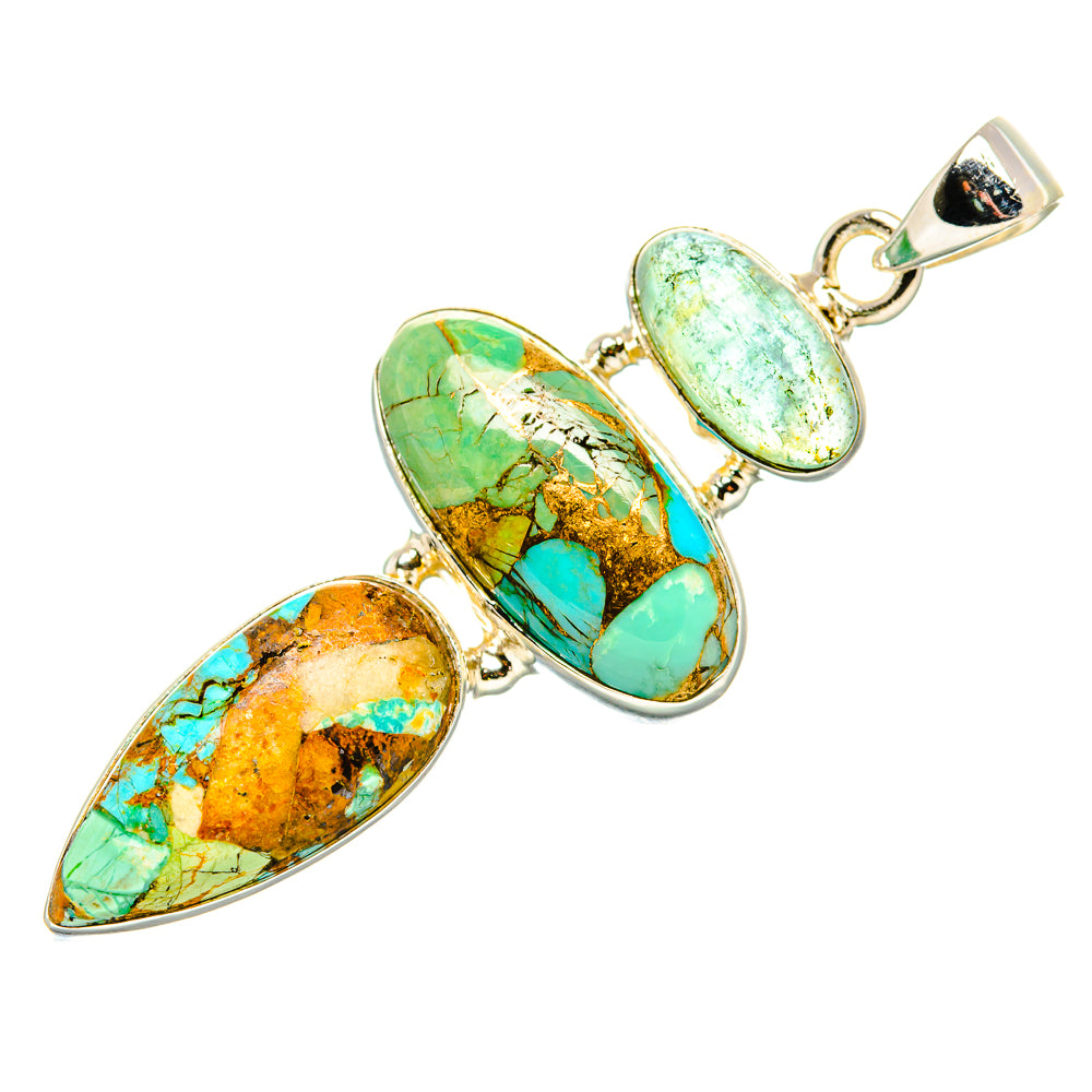 Blue Copper Composite Turquoise, Apatite Pendant 2" (925 Sterling Silver) PD36879
