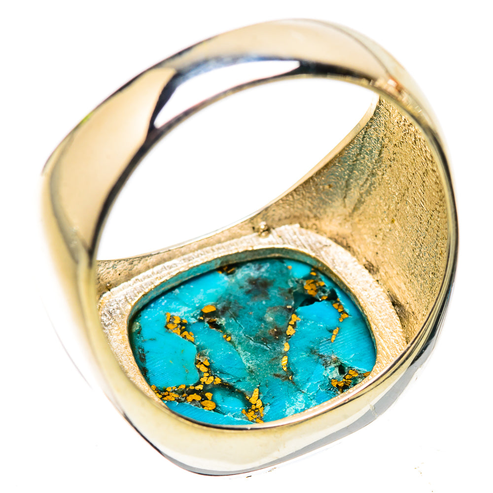 Turquoise cabochon ring in polished silver with oval stone set in bezel