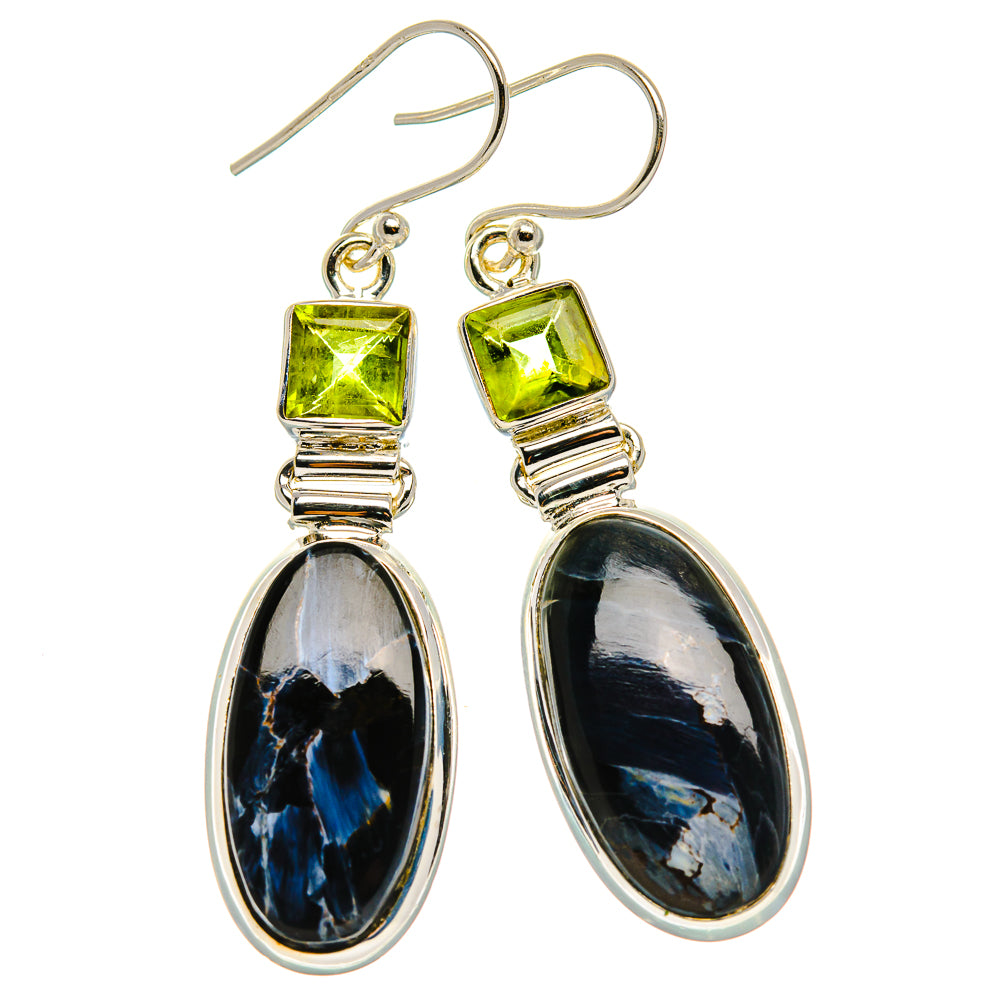 Pietersite, Peridot Earrings 2" (925 Sterling Silver) EARR431650