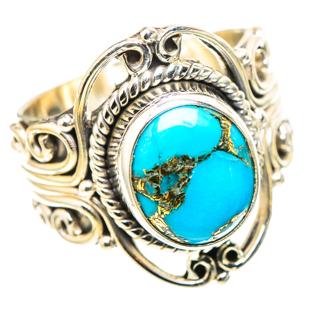 Blue Copper Composite Turquoise 925 Sterling Silver Ring Size 8.25 (925 Sterling Silver) RING137448